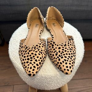 SHEIN Leopard Print Hollow Side Pointed Toe Flats Size 6